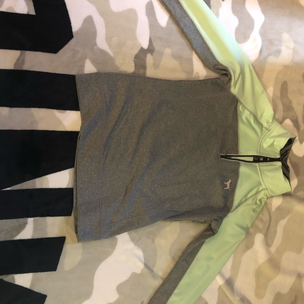 Mint green, grey sweater